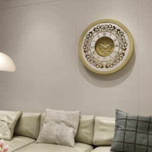 Add a touch of timeless elegance to your home or office with this stunning Vintage Floral Bronze Effect Wall Clock. Featuring classic Roman numerals on a large round mirror, this artisan timekeeper is sure to make a statement in any room. Handmade with care, this elegant wall clock is the perfect addition to your living room decor or as a centerpiece for your space. Crafted from high-quality wood, this unique clock is both functional and stylish, making it a beautiful and practical accent piece for your home. Elevate your interior with this exquisite handmade clock today!