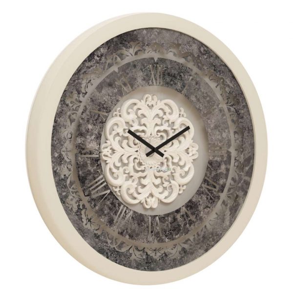 Add a touch of timeless elegance to your living space with our Round Beige Colour Wall Clock. This vintage-inspired timepiece features classic Roman numerals and a traditional floral design, making it the perfect statement piece for any room. Handcrafted by artisans, this large wall clock is truly one-of-a-kind and will add a vintage charm to your home decor. Its decorative mirrored frame adds a touch of luxury, while the silent clock mechanism ensures a peaceful ambiance. Whether you're looking to enhance your living room decor or searching for a unique housewarming gift, this handmade wall clock is sure to impress. Embrace the beauty of yesteryears with this aesthetic design that complements both retro and boho wall art styles. Elevate your interior design with this stunning addition to your room decor.