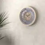 Handmade Roman Numeral Wall Clock with Beige Wooden Frame and Silent Floral Mirror Design