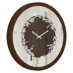 Add a touch of timeless elegance to your home with this traditional round-shaped handmade wall clock. Featuring five stunning surrounding colors - black, gray, gold, beige, and walnut, this clock is a true beauty. The captivating design element of Persian calligraphy around the mirrored clock adds a stylish and one-of-a-kind touch that makes this piece truly special. This large modern wall clock is perfect for any room in your home, whether it's in the kitchen, living room, or bedroom. Its oversized silhouette ensures it will make a statement on any wall, while its silent movement ensures a peaceful atmosphere. Upgrade your décor with this brilliant and beautiful piece today!