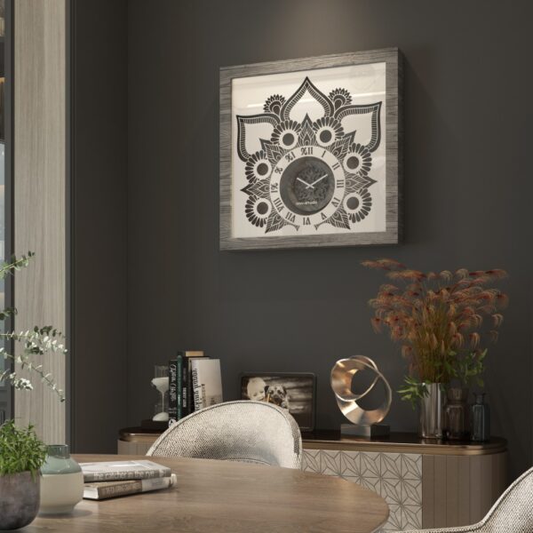 Introducing our exquisite Roman Numeral Wall Clock, the perfect statement piece for your living room decor. This chic vintage-inspired square wall clock in a stunning silver patina finish exudes elegance and sophistication. Its unique design adds a touch of luxury to any space, making it a must-have for those who appreciate chic home decor. Upgrade your living room with this stylish yet functional wall art that is sure to impress guests and elevate the ambiance of your home.