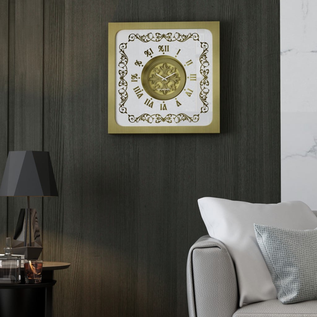 Add a touch of timeless elegance to your space with this stunning Vintage Floral Bronze Effect Wall Clock. The intricate design features Roman numerals on a large square mirror, creating a unique and sophisticated Artisan Timekeeper for your home or office decor. This elegant statement piece is the perfect addition to any living room, bringing a touch of class and style to your space. Handmade with care, this wooden clock is a true work of art that will elevate the aesthetic of any room. Make a statement with this exquisite wall clock and add a touch of vintage charm to your decor.