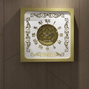 Add a touch of vintage charm to your space with this stunning Vintage Floral Bronze Effect Wall Clock. Featuring elegant Roman numerals on a large square mirror, this artisan-crafted timekeeper is the perfect statement piece for your home or office decor. Handmade with care, this wooden clock exudes an elegant flair that will elevate any living room decor. Don't miss out on this unique and luxurious wall clock that will surely make a stylish addition to your space.