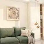 Handmade Roman Numeral Wall Clock with Beige Wooden Frame and Silent Floral Mirror Design