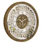 Add a touch of timeless elegance to your living space with this exquisite Round Unique Gold Patina Wall Clock. The intricate frame boasts a royal vintage effect, creating a luxurious atmosphere in any room. The mirrored design adds a touch of glamour, while the boho style clock enhances the overall aesthetic. Perfect for a chic living room, bedroom, or office, this stunning piece of wall art effortlessly combines style and functionality. Make a statement with this one-of-a-kind wall clock that will surely elevate your decor.