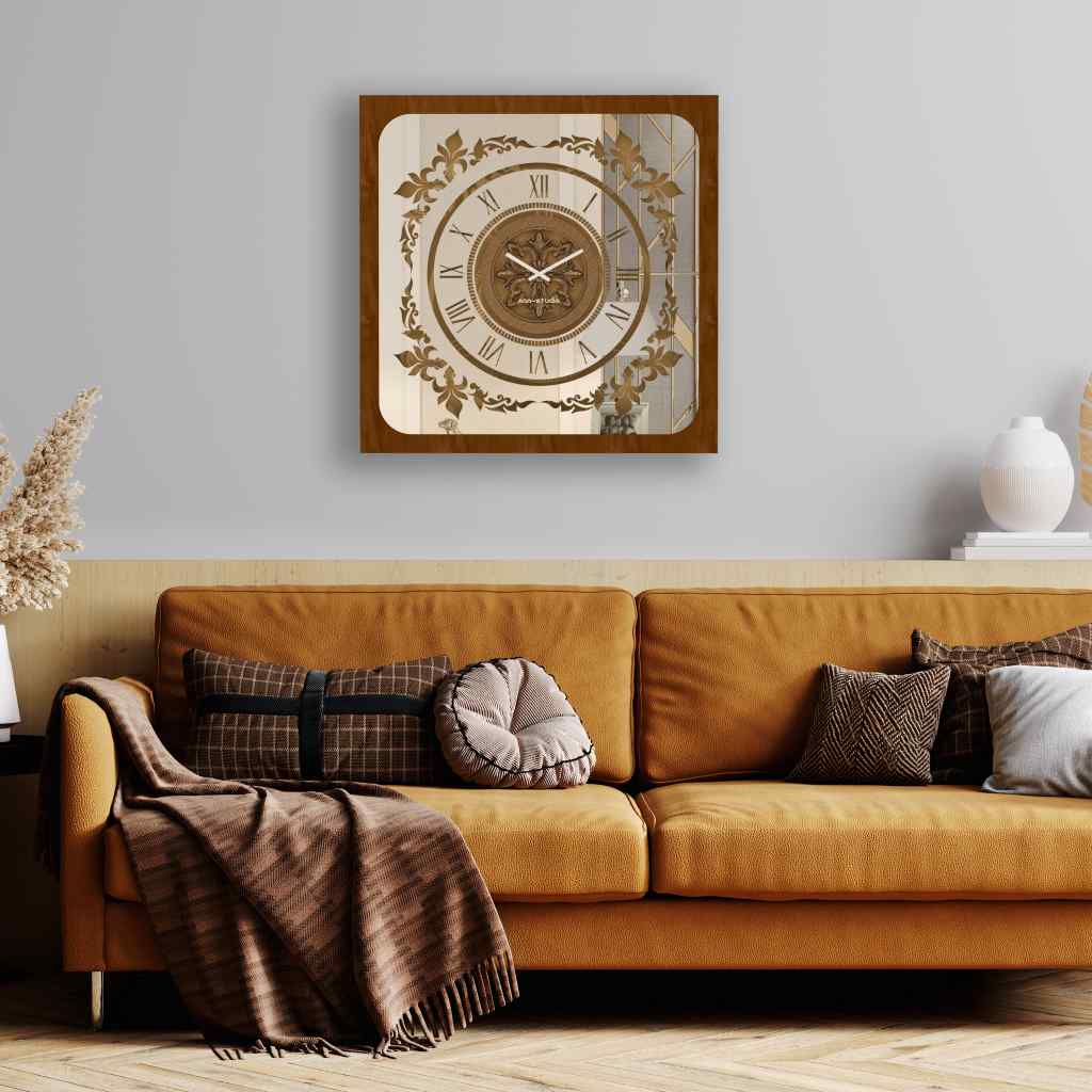 Add a touch of Boho charm to your living space with this exquisite Boho Style Roman Numeral Mirror Clock. This unique wall art piece merges vintage elegance with chic modern design, featuring a square clock in a stunning patina gold finish. The Roman numerals add a classic and sophisticated touch, making it the perfect addition to any stylish living room decor. Elevate your home decor with this elegant and eye-catching wall clock that is sure to dazzle your guests and become a focal point in your home.