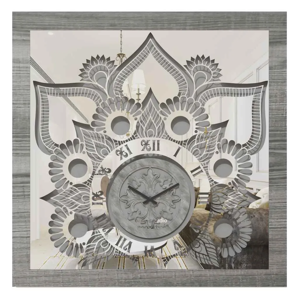 Introducing our exquisite Roman Numeral Wall Clock, the perfect statement piece for your living room decor. This chic vintage-inspired square wall clock in a stunning silver patina finish exudes elegance and sophistication. Its unique design adds a touch of luxury to any space, making it a must-have for those who appreciate chic home decor. Upgrade your living room with this stylish yet functional wall art that is sure to impress guests and elevate the ambiance of your home.