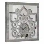 Introducing our exquisite Roman Numeral Wall Clock, the perfect statement piece for your living room decor. This chic vintage-inspired square wall clock in a stunning silver patina finish exudes elegance and sophistication. Its unique design adds a touch of luxury to any space, making it a must-have for those who appreciate chic home decor. Upgrade your living room with this stylish yet functional wall art that is sure to impress guests and elevate the ambiance of your home.