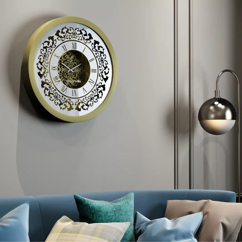 Add a touch of timeless elegance to your home or office with this stunning Vintage Floral Bronze Effect Wall Clock. Featuring classic Roman numerals on a large round mirror, this artisan timekeeper is sure to make a statement in any room. Handmade with care, this elegant wall clock is the perfect addition to your living room decor or as a centerpiece for your space. Crafted from high-quality wood, this unique clock is both functional and stylish, making it a beautiful and practical accent piece for your home. Elevate your interior with this exquisite handmade clock today!