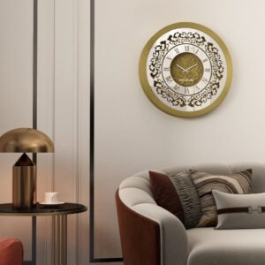 Add a touch of timeless elegance to your home or office with this stunning Vintage Floral Bronze Effect Wall Clock. Featuring classic Roman numerals on a large round mirror, this artisan timekeeper is sure to make a statement in any room. Handmade with care, this elegant wall clock is the perfect addition to your living room decor or as a centerpiece for your space. Crafted from high-quality wood, this unique clock is both functional and stylish, making it a beautiful and practical accent piece for your home. Elevate your interior with this exquisite handmade clock today!