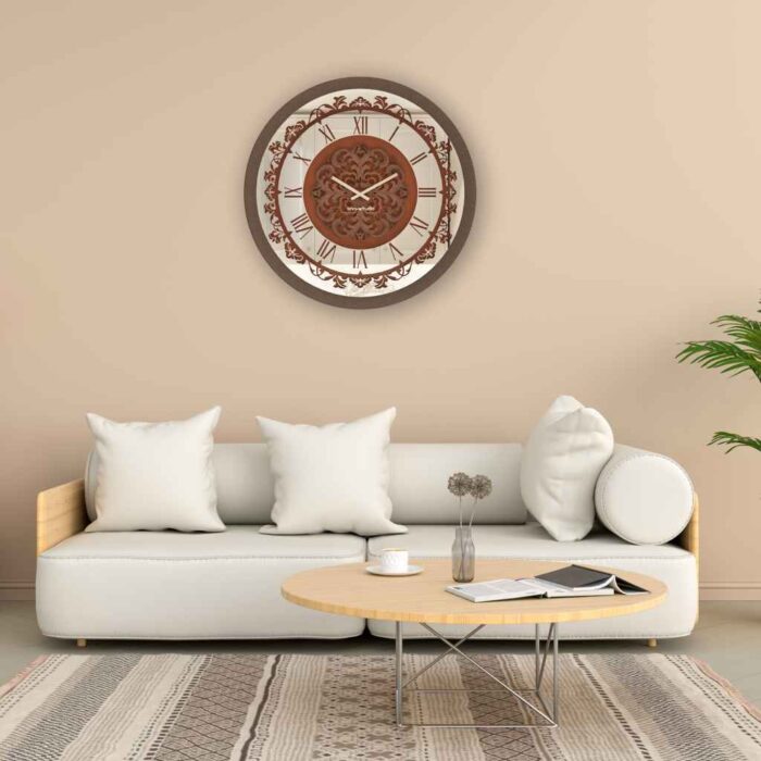 Add a touch of timeless elegance to your living space with this stunning Roman Numerals Clock in a charming copper colour. This Large Wall Clock is not only a functional Kitchen Clock, but also a Unique piece of wall decor that will enhance any room, from the kitchen to the living room. The Modern design of this Oversized Wall Clock features a Vintage feel with its Antique Look and Round shape. This Large Cuprous Clock is perfect for those looking for a statement piece that doubles as a Silent, accurate timekeeper. Upgrade your home with this one-of-a-kind Antique-inspired clock that combines style and functionality seamlessly.