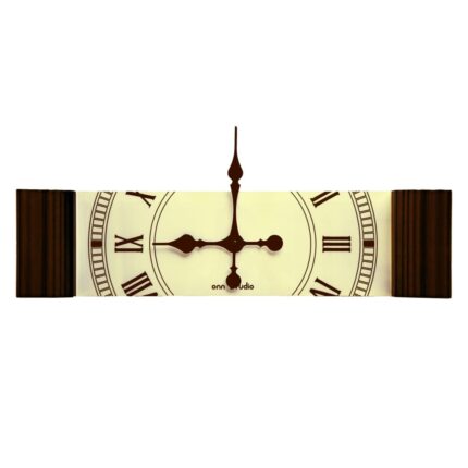 Onn Studio's Rectangle Brown Mirrored Wall Clock with Roman numerals and decoration.