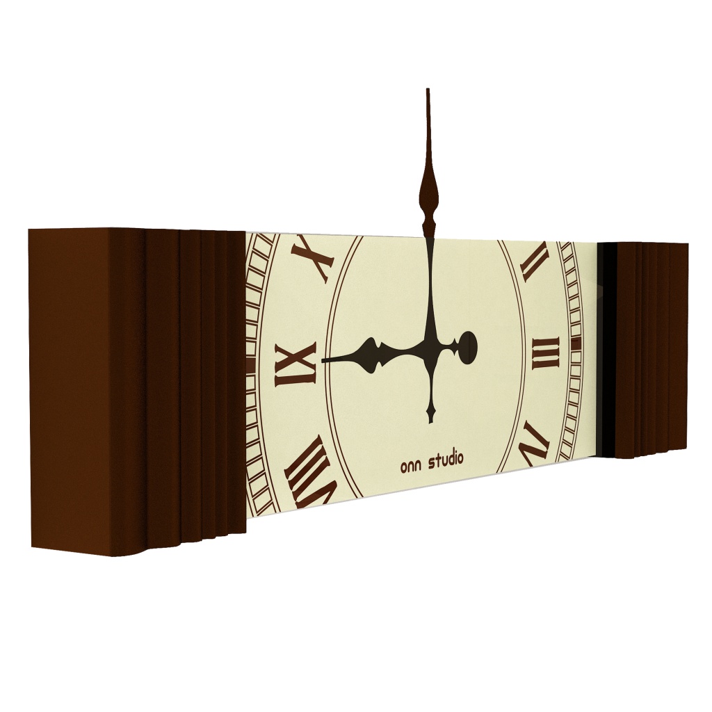 Onn Studio's Rectangle Brown Mirrored Wall Clock with Roman numerals and decoration.