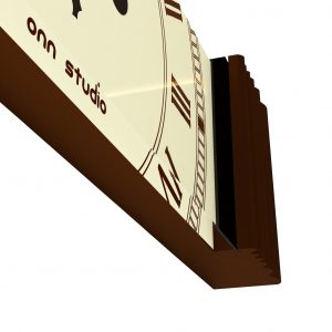 Onn Studio's Rectangle Brown Mirrored Wall Clock with Roman numerals and decoration.