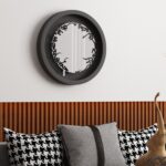 Add a touch of elegance and artistic flair to your space with this traditional round handmade wall mirror. Featuring 5 stunning surrounding colors - black, gray, gold, beige, and walnut - this mirror is a true standout piece. The captivating design element is the Persian calligraphy around the mirror itself, adding a unique and stylish touch. Perfect for vanity, decorative bathroom, or as a large designer entryway mirror, this statement piece is sure to make a brilliant and beautiful addition to any wall. Make a statement with this one-of-a-kind mirror that exudes charm and sophistication.