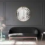 Add a touch of elegance to your space with this stunning Round Large Gold Mirror. This Aesthetic Unique Mirror is perfect for adding a touch of sophistication to any room, whether it's in your bathroom as a stylish Vanity Mirror or in your living room or entryway as a statement piece. The intricate design of this Unique Mirror will catch the eye of anyone who enters your home. Elevate your decor with this exquisite Bathroom Vanity Mirror today.