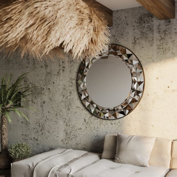 Add a touch of elegance to your living space with this Round Large Gold Mirror. Perfect for adding a glamorous touch to your aesthetic living room decor or sprucing up your bathroom vanity. This unique entryway mirror features a stunning sunburst design, making it a statement piece in any room. Elevate your room decor with this boho wall art that will surely catch the eye of all your guests. Bring style and sophistication to your home with this exquisite gold mirror.