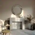 Add a touch of elegance to your living space with this Round Large Gold Mirror. Perfect for adding a glamorous touch to your aesthetic living room decor or sprucing up your bathroom vanity. This unique entryway mirror features a stunning sunburst design, making it a statement piece in any room. Elevate your room decor with this boho wall art that will surely catch the eye of all your guests. Bring style and sophistication to your home with this exquisite gold mirror.