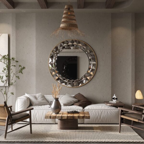 Add a touch of sophistication and style to your space with this stunning Round Large Gold Mirror. Perfect for elevating your Aesthetic Living Room Decor or enhancing your Bathroom Vanity, this versatile piece is a must-have for any room. The unique design of this mirror makes it a standout piece of Room Decor, while the Sunburst detailing adds a touch of elegance. Whether you hang it in your entryway for a Unique Entryway Mirror or use it as Boho Wall Art, this mirror is sure to make a statement in your home.
