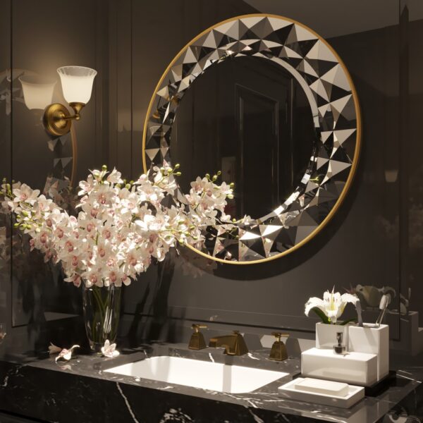 Add a touch of sophistication and style to your space with this stunning Round Large Gold Mirror. Perfect for elevating your Aesthetic Living Room Decor or enhancing your Bathroom Vanity, this versatile piece is a must-have for any room. The unique design of this mirror makes it a standout piece of Room Decor, while the Sunburst detailing adds a touch of elegance. Whether you hang it in your entryway for a Unique Entryway Mirror or use it as Boho Wall Art, this mirror is sure to make a statement in your home.