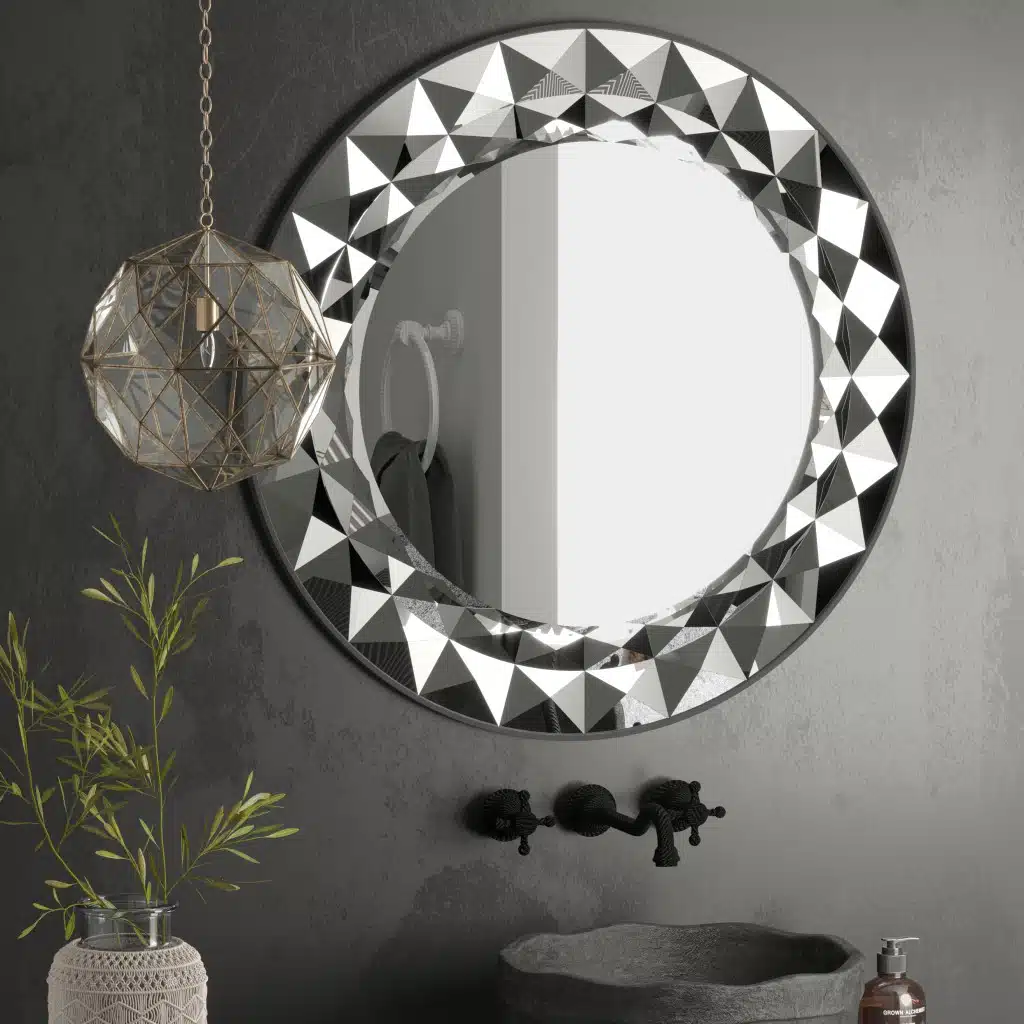Add a touch of elegance and style to your space with this Round Large Gold Mirror. Whether you're looking to enhance your living room or update your bathroom vanity, this stunning piece of room decor is the perfect choice. The unique sunburst design makes it a standout piece of boho wall art, adding a touch of sophistication to any room. Elevate your home decor with this eye-catching mirror, sure to impress in any setting, be it as a unique entryway mirror or a focal point in your living space.