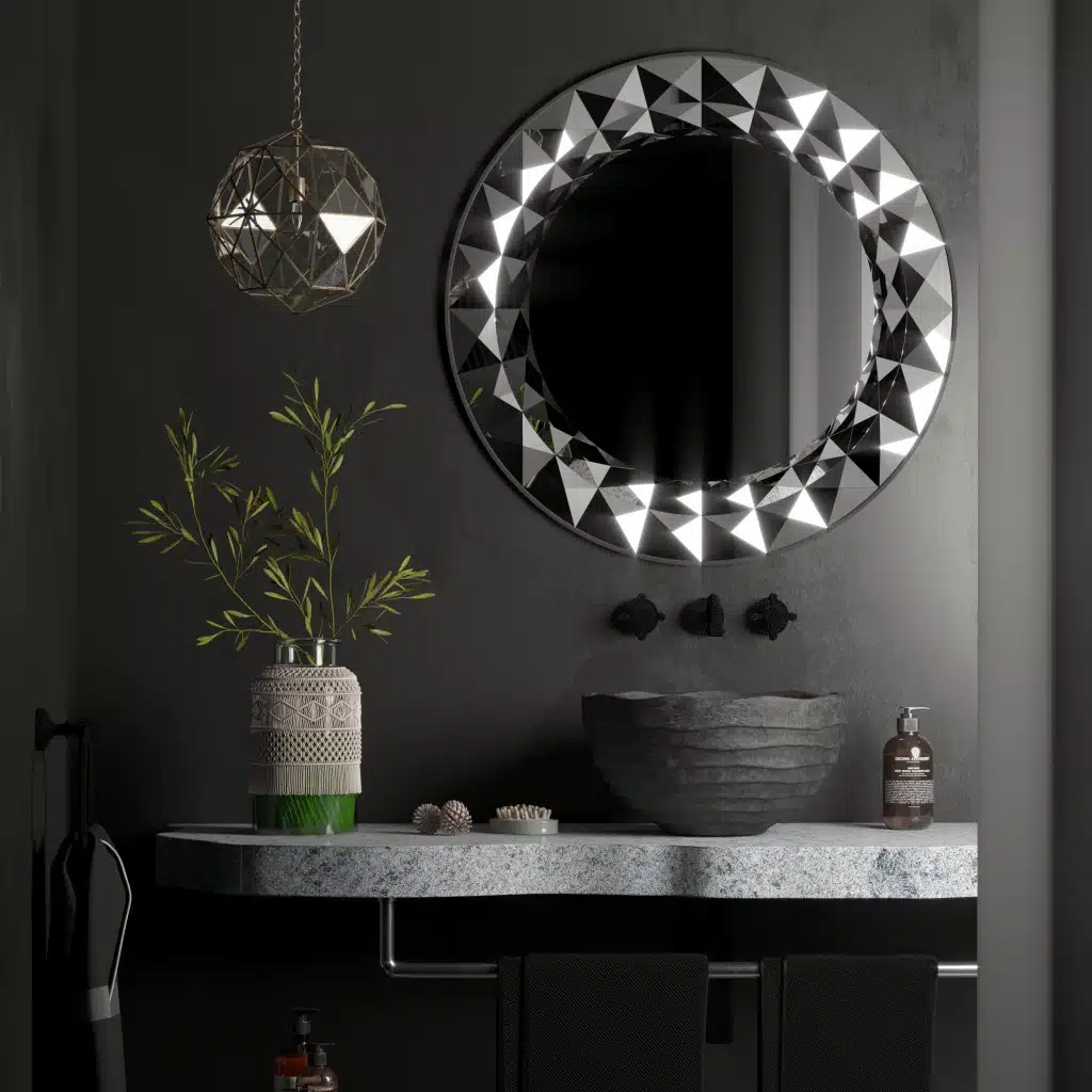 Add a touch of elegance and style to your space with this Round Large Gold Mirror. Whether you're looking to enhance your living room or update your bathroom vanity, this stunning piece of room decor is the perfect choice. The unique sunburst design makes it a standout piece of boho wall art, adding a touch of sophistication to any room. Elevate your home decor with this eye-catching mirror, sure to impress in any setting, be it as a unique entryway mirror or a focal point in your living space.