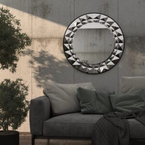 Add a touch of elegance and style to your space with this Round Large Gold Mirror. Whether you're looking to enhance your living room or update your bathroom vanity, this stunning piece of room decor is the perfect choice. The unique sunburst design makes it a standout piece of boho wall art, adding a touch of sophistication to any room. Elevate your home decor with this eye-catching mirror, sure to impress in any setting, be it as a unique entryway mirror or a focal point in your living space.