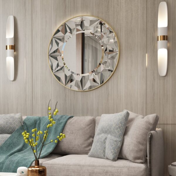 Add a touch of contemporary flair to your living space with this Arrow Shape Mirror. This unique wall mirror is perfect for adding a statement piece to your living room decor. The asymmetrical irregular design makes it a perfect bathroom vanity mirror as well. Elevate the look of your home with this wall art decor that is perfect for chic homes. This modern, stylish and minimal mirror is sure to make a bold statement in any room.