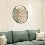 Add a touch of elegance to your living space with this Unique Decorative Round Mirror. Perfect for living room décor, a bathroom vanity mirror, or as a striking wall accent in any room of your home. Handmade with high-quality wood, this mirror features an aesthetic design that will elevate your interior design. It serves as a statement piece that will enhance the overall look of your room decor. Make a bold style statement with this eye-catching round mirror!