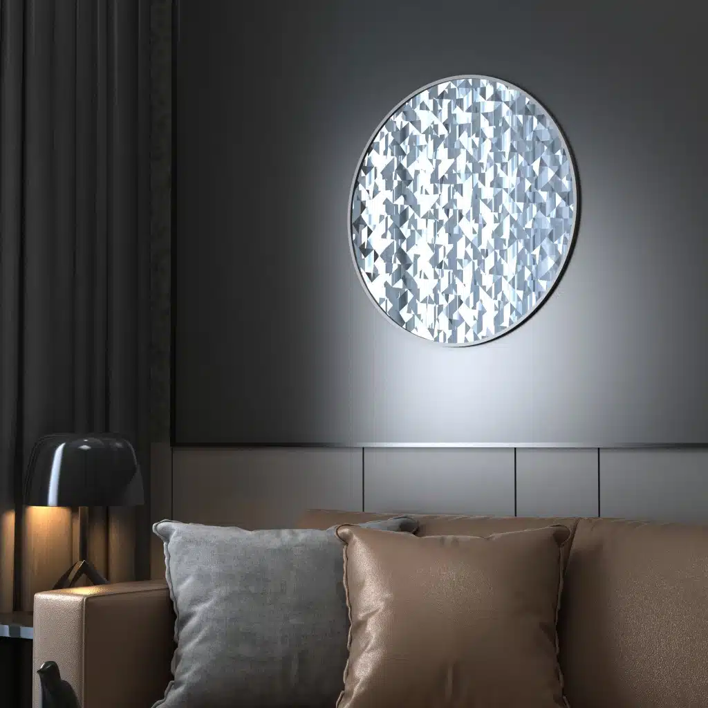 Introduce a touch of elegance and style to your living space with this Unique Decorative Round Mirror. Perfect for enhancing your living room décor or adding a chic accent to your bathroom vanity, this handmade wood mirror is a true statement piece. The intricate design and aesthetic appeal make it a standout choice for any interior design style. Whether used as a wall accent or as part of your room decor, this mirror is sure to add charm and sophistication to your home. Elevate your space with this stunning piece of art that is not only functional but also adds a touch of luxury to your surroundings.