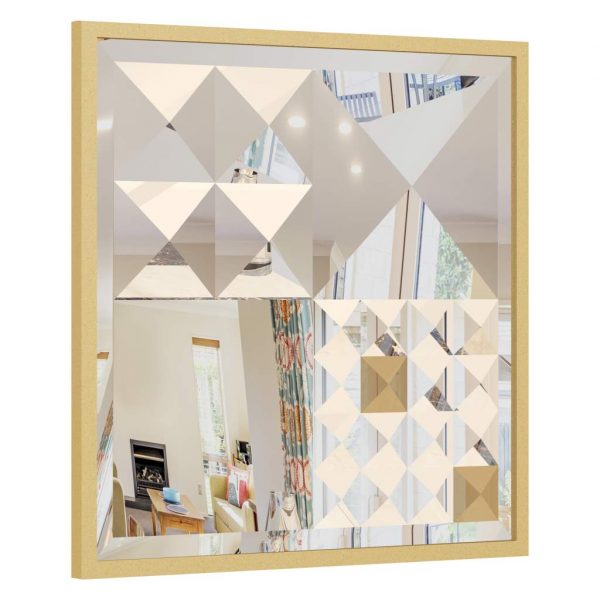 Add a touch of modern elegance to your home decor with this stunning square asymmetrical mirror. Handmade with an aesthetic design, this boho style wall mirror features a unique combination of gold and black, adding a chic and luxurious look to any space. Perfect for a bathroom vanity or as a statement piece in the living room, this piece of wall art doubles as a practical and stylish addition to your home. Whether you're looking for a housewarming gift or simply want to elevate your room decor, this elegant mirror is sure to impress with its one-of-a-kind design.