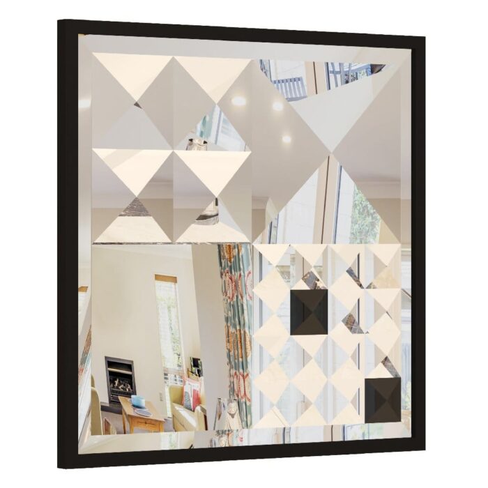 Add a touch of modern elegance to your home decor with this stunning square asymmetrical mirror. Handmade with an aesthetic design, this boho style wall mirror features a unique combination of gold and black, adding a chic and luxurious look to any space. Perfect for a bathroom vanity or as a statement piece in the living room, this piece of wall art doubles as a practical and stylish addition to your home. Whether you're looking for a housewarming gift or simply want to elevate your room decor, this elegant mirror is sure to impress with its one-of-a-kind design.