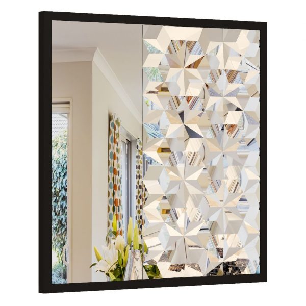 Add a touch of boho charm and elegant design to your living space with this stunning square asymmetrical mirror. This handmade wall mirror beautifully combines black and gold accents to create a unique and eye-catching piece of wall art. Perfect for adding a chic touch to your bathroom vanity or as a stylish housewarming gift for a friend. Elevate your room decor with this aesthetic and sophisticated addition that will surely become a conversation starter in any room.