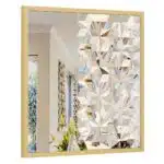 Add a touch of boho charm and elegant design to your living space with this stunning square asymmetrical mirror. This handmade wall mirror beautifully combines black and gold accents to create a unique and eye-catching piece of wall art. Perfect for adding a chic touch to your bathroom vanity or as a stylish housewarming gift for a friend. Elevate your room decor with this aesthetic and sophisticated addition that will surely become a conversation starter in any room.