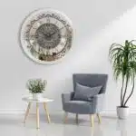 Add a touch of vintage charm to your living space with this stunning Silver Color Round Wall Clock. Featuring elegant Roman Numerals, a Curved Wood Center, and an Antique finish, this Large Wall Clock is perfect for adding a unique touch to your kitchen or living room decor. Whether you need a statement piece with this Oversized Wall Clock or a simple timepiece with this Silent Wall Clock, this Retro-inspired design is sure to impress. Don't miss out on this must-have item for anyone seeking a blend of classic and contemporary style!
