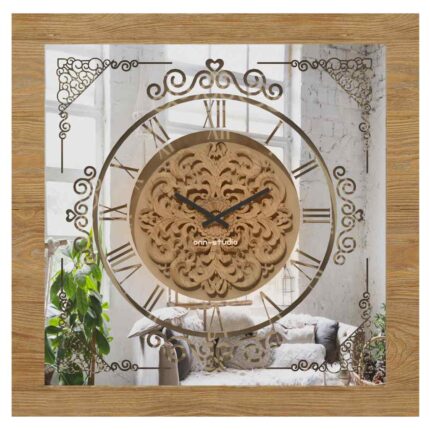 Enhance your home decor with this stunning Gold Khaki color Wall Clock featuring a Patina frame and a unique square design. This Large Wall Clock is perfect for adding a touch of elegance to your kitchen or living room. Its oversized silhouette makes it a focal point in any space, while the silent mechanism ensures a peaceful atmosphere. The Vintage and Retro vibes of this Antique Wall Clock are complemented by Roman Numerals and a curved wood center, adding a timeless charm to your interior. Don't miss out on this Big and Luxury piece that is sure to impress anyone who lays eyes on it!