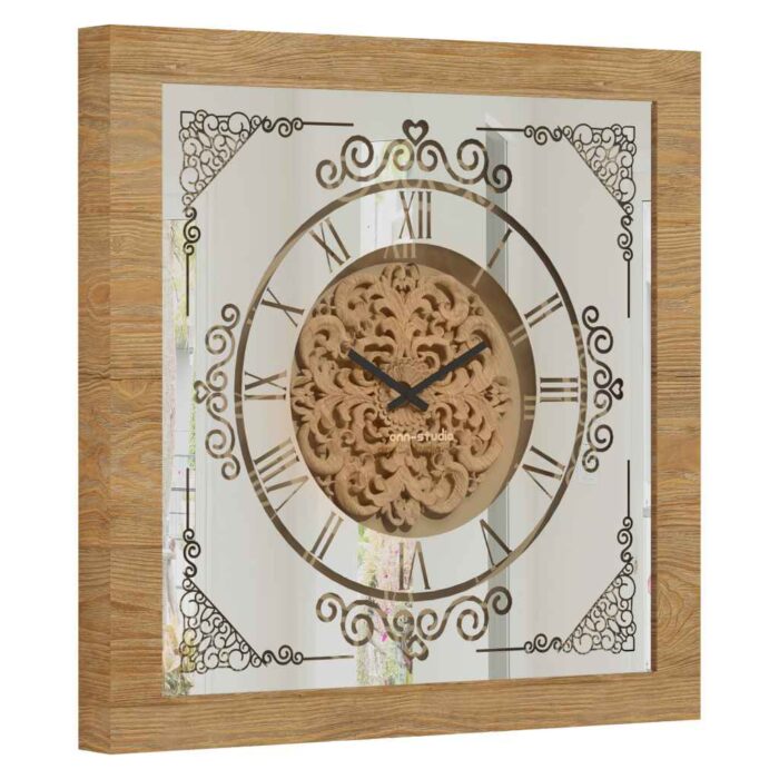 Enhance your home decor with this stunning Gold Khaki color Wall Clock featuring a Patina frame and a unique square design. This Large Wall Clock is perfect for adding a touch of elegance to your kitchen or living room. Its oversized silhouette makes it a focal point in any space, while the silent mechanism ensures a peaceful atmosphere. The Vintage and Retro vibes of this Antique Wall Clock are complemented by Roman Numerals and a curved wood center, adding a timeless charm to your interior. Don't miss out on this Big and Luxury piece that is sure to impress anyone who lays eyes on it!