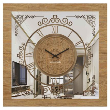 Enhance your home decor with this stunning Gold Khaki color Wall Clock featuring a Patina frame and a unique square design. This Large Wall Clock is perfect for adding a touch of elegance to your kitchen or living room. Its oversized silhouette makes it a focal point in any space, while the silent mechanism ensures a peaceful atmosphere. The Vintage and Retro vibes of this Antique Wall Clock are complemented by Roman Numerals and a curved wood center, adding a timeless charm to your interior. Don't miss out on this Big and Luxury piece that is sure to impress anyone who lays eyes on it!