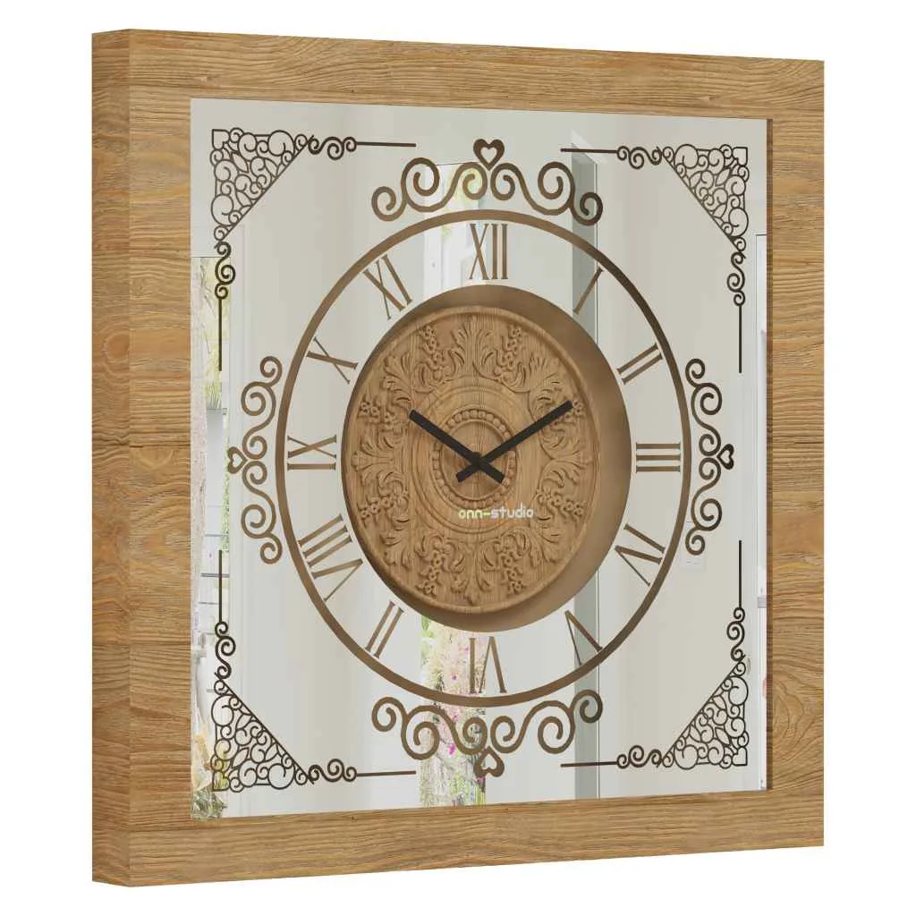 Enhance your home decor with this stunning Gold Khaki color Wall Clock featuring a Patina frame and a unique square design. This Large Wall Clock is perfect for adding a touch of elegance to your kitchen or living room. Its oversized silhouette makes it a focal point in any space, while the silent mechanism ensures a peaceful atmosphere. The Vintage and Retro vibes of this Antique Wall Clock are complemented by Roman Numerals and a curved wood center, adding a timeless charm to your interior. Don't miss out on this Big and Luxury piece that is sure to impress anyone who lays eyes on it!