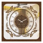 Add a touch of timeless elegance to your space with our Walnut color Wall Clock featuring a Patina frame and a Curved Wood Center. This Large Wall Clock is perfect for your kitchen or living room, adding a unique charm to your decor. The oversized design makes it a statement piece that is both functional and stylish. A blend of vintage and retro vibes, this Square Wall Clock boasts antique charm with Roman Numerals, all set in a Walnut Patina finish. Enjoy the silent operation of this Vintage Wall Clock while adding a classic touch to any room in your home.