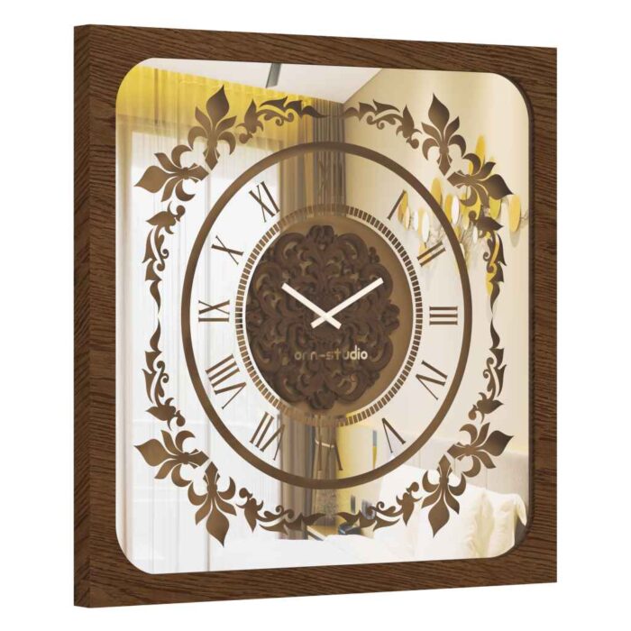 Add a touch of timeless elegance to your space with our Walnut color Wall Clock featuring a Patina frame and a Curved Wood Center. This Large Wall Clock is perfect for your kitchen or living room, adding a unique charm to your decor. The oversized design makes it a statement piece that is both functional and stylish. A blend of vintage and retro vibes, this Square Wall Clock boasts antique charm with Roman Numerals, all set in a Walnut Patina finish. Enjoy the silent operation of this Vintage Wall Clock while adding a classic touch to any room in your home.