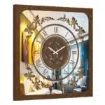 Enhance the charm of your living space with this stunning Walnut color Wall Clock featuring a Patina frame that adds a touch of vintage elegance. The Curved Wood Center adds a unique touch to this Large Wall Clock, making it a perfect statement piece for your kitchen or living room. This Oversized Wall Clock is not just functional but also adds a stylish flair to your decor. With its Antique-inspired design, including Roman Numerals and a beautiful gold finish, this Silent Wall Clock is a blend of timeless appeal and modern simplicity. Don't miss out on this distinctive piece that exudes Retro vibes and is sure to become a conversation starter in any room!