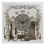 Add a touch of old-world charm to your space with this stunning Antique Silver Color Square Wall Clock. Featuring elegant Roman Numerals and a Curved Wood Center, this Large Wall Clock is a true statement piece for your kitchen or living room. The Oversized design makes it perfect for big spaces, while the silent mechanism ensures peaceful ambiance. Unique in its Vintage Retro style, this clock is a blend of classic and contemporary design, making it a perfect addition to any home decor. Don't miss out on this one-of-a-kind find!