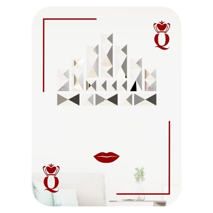 Onn Studio's Rectangle Mosaic Mirror designed as a red Queen playing card.