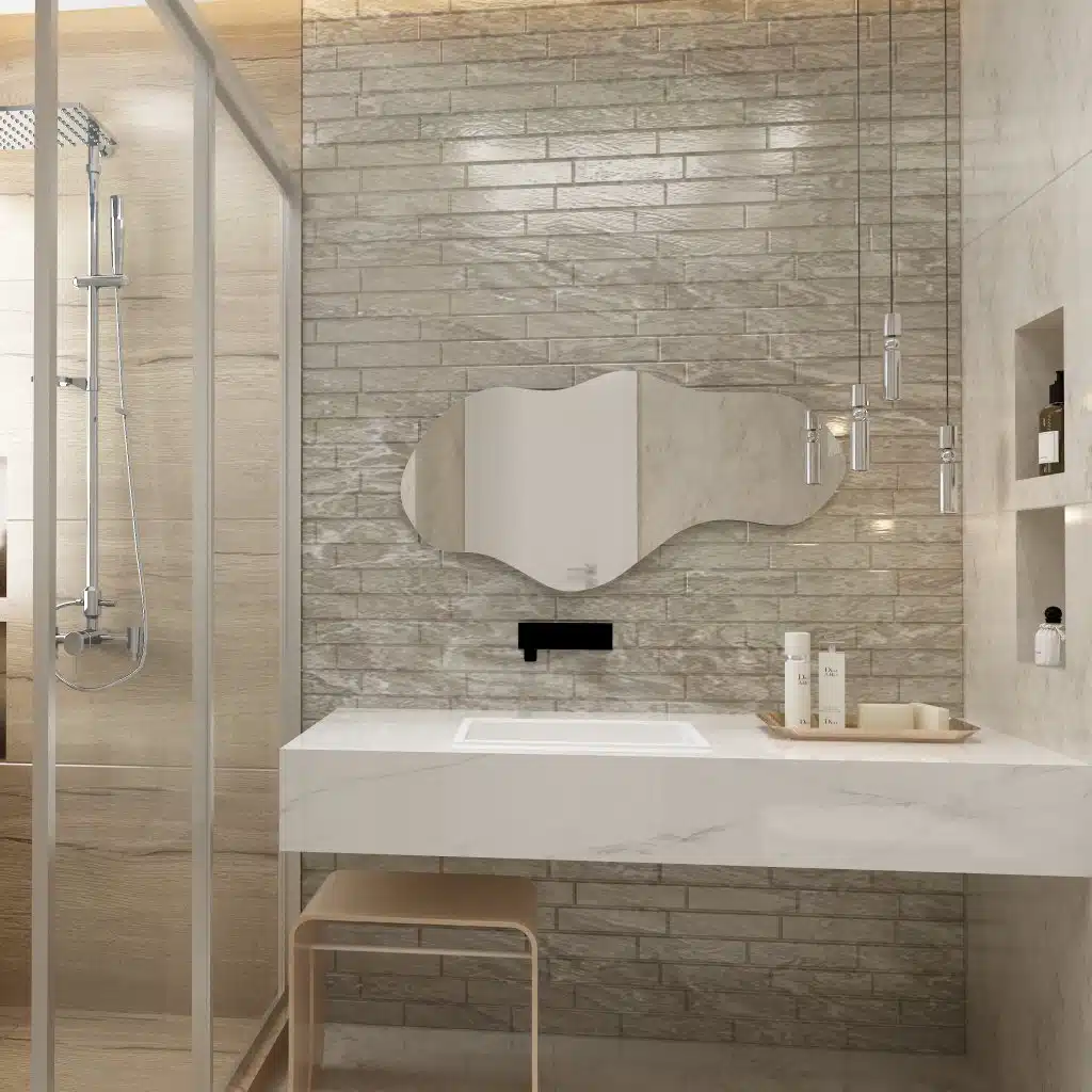Wavy Mirror, Bathroom Vanity, Unique Asymmetrical Wall Décor - Image 5