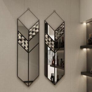 Elevate your living space with this stunning Arrow Shape Mirror that is sure to make a statement in any room. This Unique Wall Mirror is perfect for Living Room Decor, adding a touch of contemporary elegance to your home. The Asymmetrical Irregular design of this Bathroom Vanity Mirror makes it a standout piece, while also serving as a functional decor item. Bring a touch of modern flair to your space with this Wall Art Decor for Chic Homes, designed to complement a variety of interior styles. This Modern Stylish Minimal Mirror is a must-have for those seeking a unique and sophisticated addition to their home decor collection.