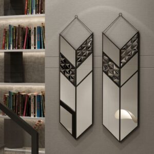 Add a touch of contemporary flair to your living space with this Arrow Shape Mirror. This unique wall mirror is perfect for adding a statement piece to your living room decor. The asymmetrical irregular design makes it a perfect bathroom vanity mirror as well. Elevate the look of your home with this wall art decor that is perfect for chic homes. This modern, stylish and minimal mirror is sure to make a bold statement in any room.