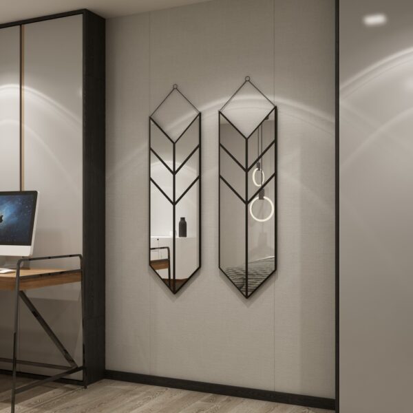 Add a touch of contemporary flair to your living space with this Arrow Shape Mirror. This unique wall mirror is perfect for adding a statement piece to your living room decor. The asymmetrical irregular design makes it a perfect bathroom vanity mirror as well. Elevate the look of your home with this wall art decor that is perfect for chic homes. This modern, stylish and minimal mirror is sure to make a bold statement in any room.