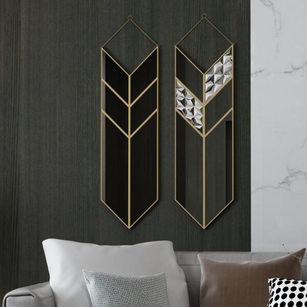 Add a touch of contemporary flair to your living space with this Arrow Shape Mirror. This unique wall mirror is perfect for adding a statement piece to your living room decor. The asymmetrical irregular design makes it a perfect bathroom vanity mirror as well. Elevate the look of your home with this wall art decor that is perfect for chic homes. This modern, stylish and minimal mirror is sure to make a bold statement in any room.