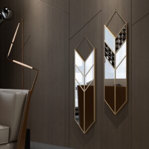 Add a touch of contemporary flair to your living space with this Arrow Shape Mirror. This unique wall mirror is perfect for adding a statement piece to your living room decor. The asymmetrical irregular design makes it a perfect bathroom vanity mirror as well. Elevate the look of your home with this wall art decor that is perfect for chic homes. This modern, stylish and minimal mirror is sure to make a bold statement in any room.